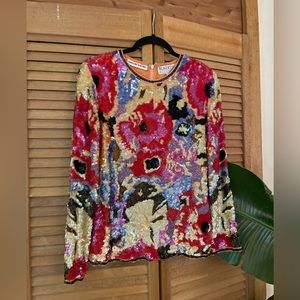 Oleg Cassini SAMPLE Sequin Blouse 100% Silk